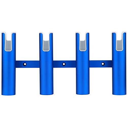 Aluminium Wall-Mounted Fishing Rod Holder for Boat, Garage & Marine - Holds Rods & Poles - color: Blue 4 Tubes