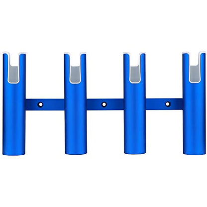 Aluminium Wall-Mounted Fishing Rod Holder for Boat, Garage & Marine - Holds Rods & Poles - color: Large Blue 4 Tubes