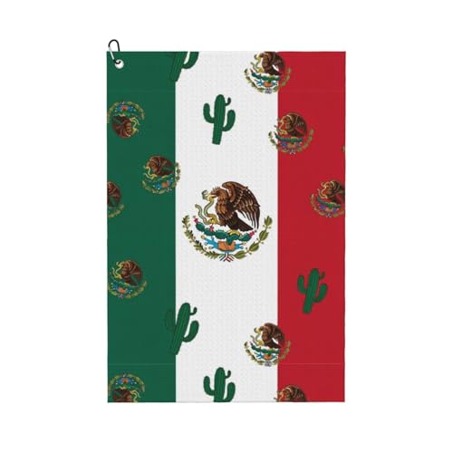 Supdreamc Quick-Dry Golf Towel 24x16 Inch with Carabiner Clip, Flag Mexico, Highly Absorbent Microfiber for Bag Attachment & Club Cleaning - color: Style (106)