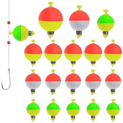 Fishing Bobber Slip Bobbers for Fishing 15 Pcs Foam Snap Weighted Floats Set Bobbers Fishing Tackle Accessories Fishing Supplies - color: E-Weighted Colorful-15pcs