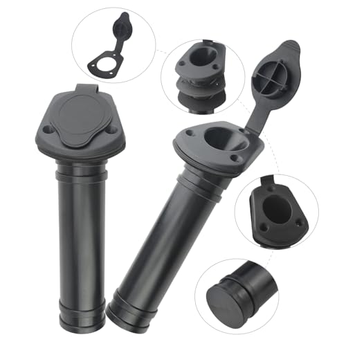 WMYCONGCONG 2 PCS Kayak Deck Fishing Rod Holder Plastic Flush Mount Fishing Boat Rod Holder w/Cap Cover for Kayak Boat Canoe