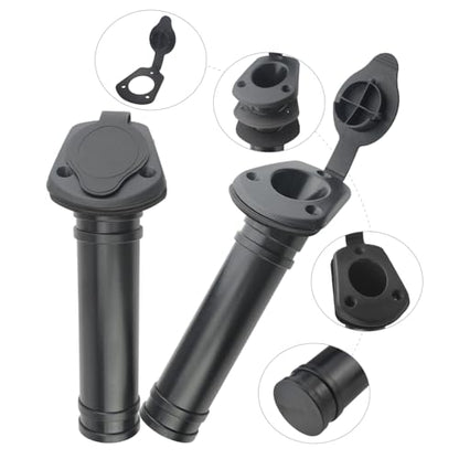 WMYCONGCONG 2 PCS Kayak Deck Fishing Rod Holder Plastic Flush Mount Fishing Boat Rod Holder w/Cap Cover for Kayak Boat Canoe