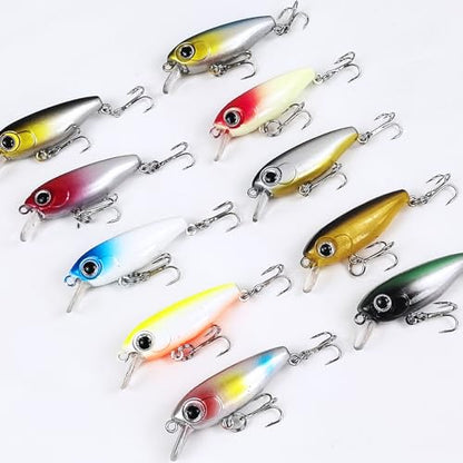 10Pcs Crankbaits for Bass Fishing Swimbait Deep Diving Hard Baits Lifelike Fishing Lures for Bass Trout Walleye 1.8in/0.11oz