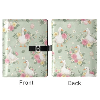 Easter Ducks Flowers Eggs Leaves A5 PU Leather Refillable Binder,Business Notebook Travel Planner with Expandable Pockets,6-Ring,Pen Storage & Easy-Clean Surface for Daily Use - color: Easter Ducks Flowers Eggs Leaves