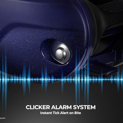 Piscifun Alinox 400 Baitcaster Fishing Reel, 38Lbs Max Drag Aluminum Alloy Frame Baitcasting Reel, Available in 6.6:1/8.1:1 Gear Ratio, Freshwater and Saltwater Low Profile Casting Reel for Musky - color: Bluish-violet - 6.6:1, style: Left Hand Retrieve