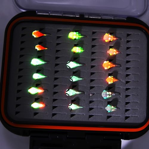 Alichino Ice Fishing Jig Set Ice Fishing Lures Micro Jig Head Hook Set for Panfish, Crappie, Walleye, Perch, Trout, Bluegill - color: 18pcs Tungsten Ice Jigs Set