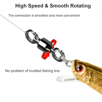 QISHUO Ball Rolling Bearing Swivel Saltwater High Strength Fishing Swivel Steel Bearing Connector Fishing Swivels Stainless Black Nickel 8lbs-135lbs - size: Size 2(19lb) 25 pcs