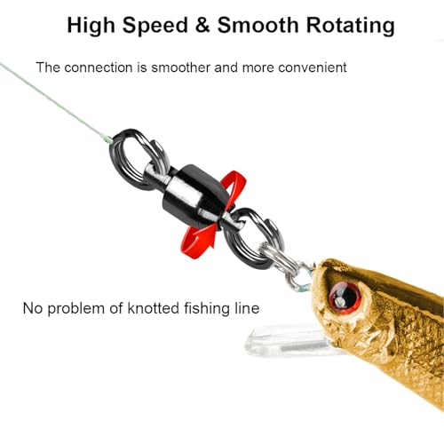 QISHUO Ball Rolling Bearing Swivel Saltwater High Strength Fishing Swivel Steel Bearing Connector Fishing Swivels Stainless Black Nickel 8lbs-135lbs - size: Size 10(135lb) 25 pcs