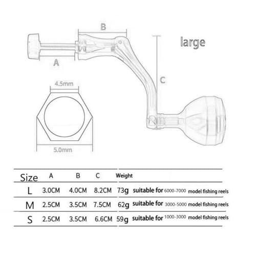 Fishing Reel Handle Rocker Replacement Part Power Reel Handle - color: Red L