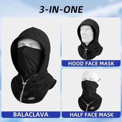 Summer Balaclava Face Mask with Breathable Holes Sun Face Shield UV Protection Full Head Mask for Men Women Fishing Cycling - color: Black-pro