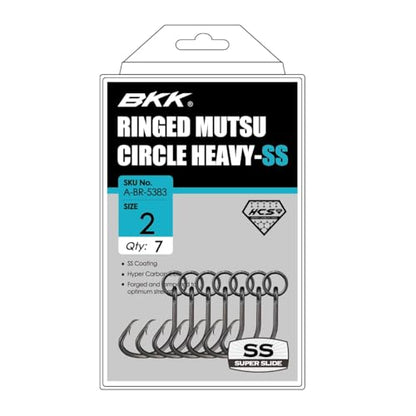 BKK Ringed MUTSU Circle Heavy-SS Hook | 3X | Saltwater Super Slide Coating | Hyper Carbon Steel | Forged Shank | Needle Point - size: 2#