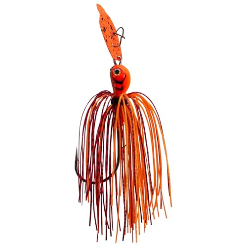 Strike King Thunder Cricket Fishing Lure, Vibrating Swim Jig, Silver Blade, 4/0 Jungle-Style Flipping Hook - color: Fire Craw, size: 3/4 oz