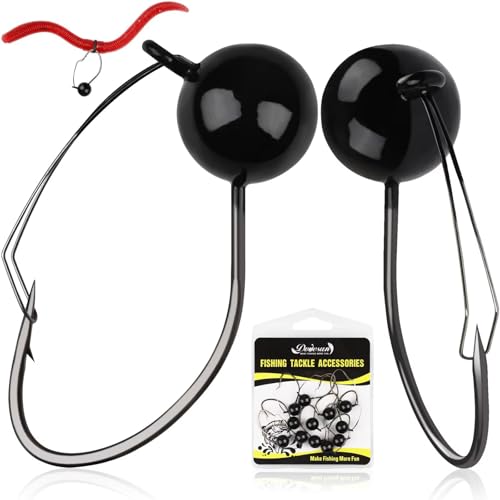 Dovesun 12PCS Weedless Jig Head Wacky Rig Hooks Weedless Fishing Hooks Jig Heads for Bass Fishing Worm Weights Hook 1/16oz 1/10oz 1/8oz 1/5oz - size: Weight1/10oz-Size1/0-12pcs