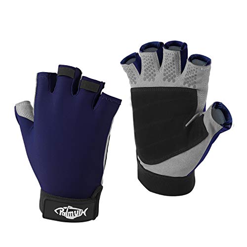 Palmyth UV Fishing Gloves Sun Protection Fingerless Kayaking Glove Men Women UPF 50+ SPF for Sailing, Hiking, Paddling, Canoeing, Rowing, Driving - color: Navy Blue, size: Small