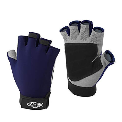 Palmyth UV Fishing Gloves Sun Protection Fingerless Kayaking Glove Men Women UPF 50+ SPF for Sailing, Hiking, Paddling, Canoeing, Rowing, Driving - color: Navy Blue, size: Small