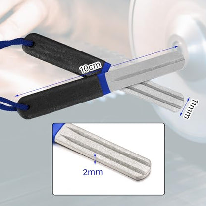 Skylety 2 Pcs Hook Sharpener Hook File for Fishing Diamond File with Handle Portable Double Sided Fine and Medium Grit for Fishing - color: Blue