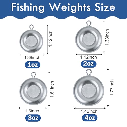 Disc Sinkers Fishing Weights, Coin Sinkers Saltwater Surf Fishing Weights for Bottom Drifting Trolling - size: 1oz-10pcs