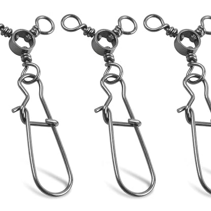 OROOTL 3 Way Snap Swivels Fishing Tackle, 50pcs Three Way Swivel with Duo Lock Snap Stainless Steel Cross Line Barrel Triple Swivels Snaps Connector for Saltwater Freshwater Fishing - size: 4#_46lb-50pcs