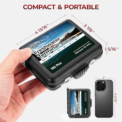 MadBite by KastKing 182/265/400pcs Compact Fishing Tackle Kit - All-in-One Freshwater Hooks, Weights, Bobbers in Tackle Box, Fishing Gear Set for Bass Trout Panfish - style: 182pcs Terminal Tackle Kit