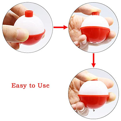 60 PCS Fishing Floats,Hard ABS Fishing Bobber Bulk,Push Button Round Buoy Floats for Fishing Tackle Accessories,1/1.5 Inch