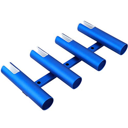 Aluminium Wall-Mounted Fishing Rod Holder for Boat, Garage & Marine - Holds Rods & Poles - color: Blue 4 Tubes