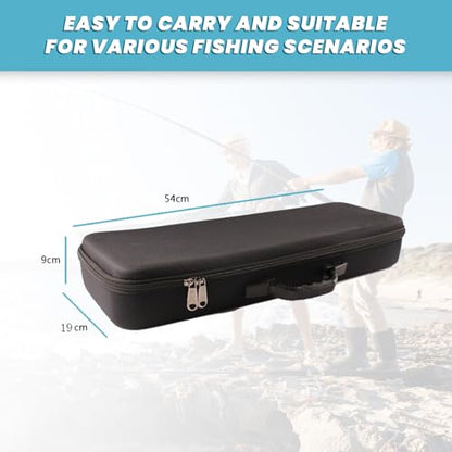 54 * 19 * 9cm Hard Fishing Rod Case Portable Fishing Tackle Bag Waterproof Fishing Rod Carrying Case with Foam, Travel Fishing Rod Bag for Outdoor Fishing Gear Storage