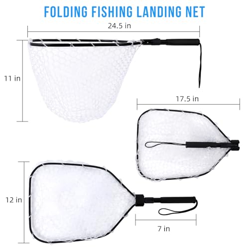 Wooden Fishing Nets - Rubber Fishingnets, Fly Fishing Dipnets, Fishing Nets with Handles - color: White, style: Straight Handle Silicone