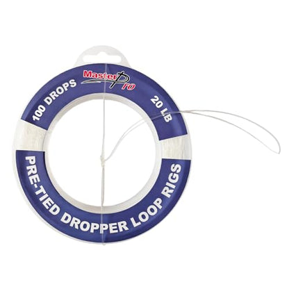 MASTERPRO Pre-Tied Dropper Loop Rigs, Fishing Line Spool 10LB 15LB 20LB 30LB 40LB 50LB 60LB 80LB 100LB, Suitable for Saltwater Freshwater Fishing - size: big bobbin-20LB