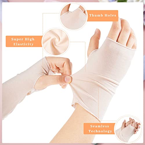 Geyoga 8 Pairs Sun Protection UV Gloves for Women Fingerless Hand UV Protection Glove for Gel Manicures Summer Driving Biking - color: White, Gray, Skin