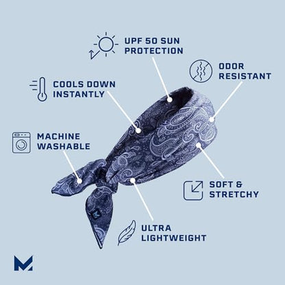 MISSION Cooling Bandana - Lightweight & Breathable - Cools Up to 2 Hours - UPF 50 Sun Protection - Machine Washable - color: Navy Paisley