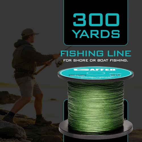Gaffer Sportfishing Braided Fishing Line – Green – 8-Strand UHMWPE Braid, Ultra-Strong Zero-Stretch, Smooth Coated – Abrasion-Resistant for Saltwater & Freshwater – High Knot Strength - size: 300Yards - 60lb
