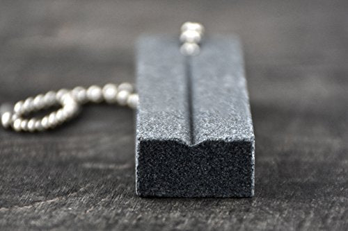 SE 3-1/4 Inch Fishing Hook Sharpening Stone with Keychain - Compact 180 Grit Aluminum Oxide Tool for Hooks & Knives - SS71
