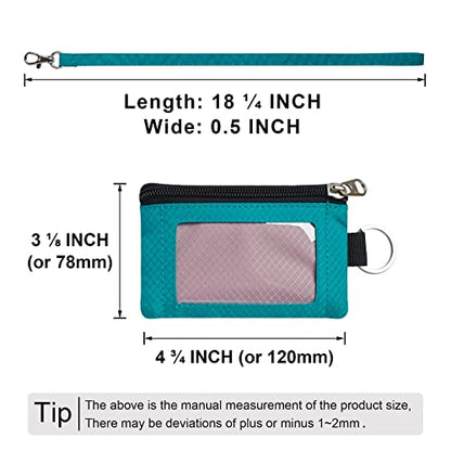 CHENSPRX Minimalist RFID Blocking Small Wallet with ID Window,WaterResistant Zip Id Case Wallet with Lanyard Keychain for Cards,Cash,Travel,Women,Men - color: LightPurple+Turquoise