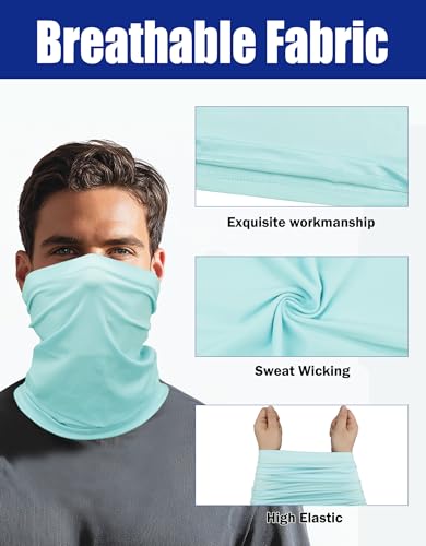 JHYWELL Cooling Neck Gaiter Face Mask, UV Protection Masks Gator, Windproof Bandana for Skiing, Fishing, Hiking, Cycling - color: Light Blue