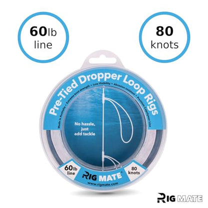 Rig Mate 40 lb & 60 lb Bundle - Pre-Tied Dropper Loop Rigs - 40 lb & 60 lb Bundle Pack. Tested Fishing Line Spool - 80 Loops 18 Inches Apart with 5.5 Inch