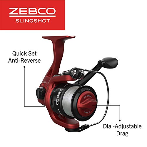 Zebco Slingshot Spinning Reel and Fishing Rod Combo, 2-Piece Medium-Light Durable Fiberglass Rod, Comfortable EVA Handle, Pre-Spooled with 8-Pound Cajun Fishing Line - style: 5'6" Rod - Blue