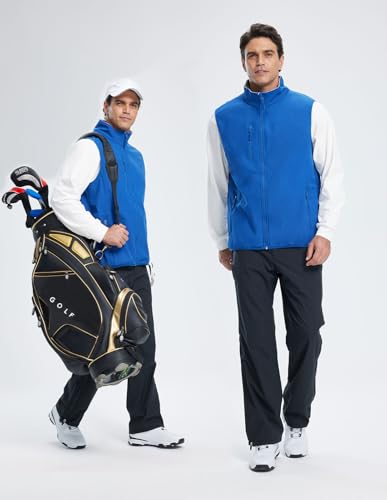 Men's Softshell Vest Fleece-Lined Windproof Sleeveless Jacket for Travel Hiking Fishing Running Golf - color: Midnight Blue, size: Medium