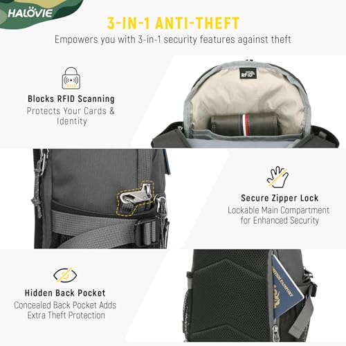 HALOVIE Anti-theft Sling Backpack RFID Crossbody Travel Daypack | Lightweight, Molle, Phone Pack, Hiking Trip Daily Use One Shoulder Bag, EDC Tactical Chest Side Pack Gift for Men - color: Gray