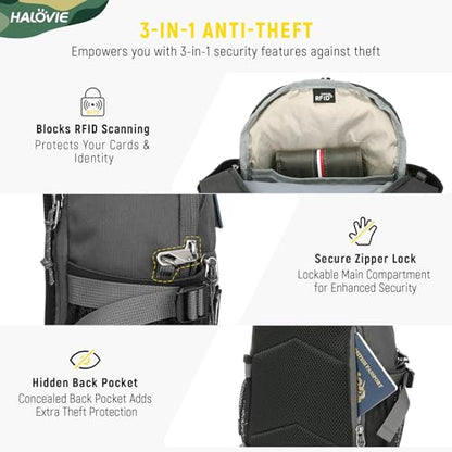 HALOVIE Anti-theft Sling Backpack RFID Crossbody Travel Daypack | Lightweight, Molle, Phone Pack, Hiking Trip Daily Use One Shoulder Bag, EDC Tactical Chest Side Pack Gift for Men - color: Gray
