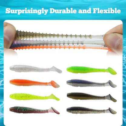 Paddle Tail Swimbaits, 2.5 inch/3inch Soft Lures Fishing Trout Crappie Bass for Freshwater and Saltwater 75PCS/60PCS - color: Black Crystal Translucent, size: 2.5 inch, 75 PCs