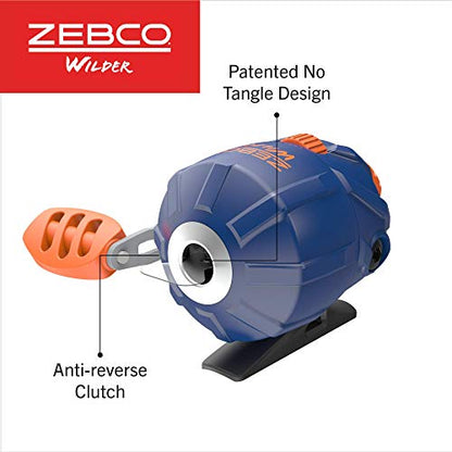 Zebco Wilder Fishing Reel and Rod Combo, 4'3" Durable Fiberglass Rod with Built-In Carabiner, Patented No-Tangle Reel, Pre-Spooled with 6-Pound Zebco Cajun Fishing Line - style: Spincast Reel - Telescopic Rod