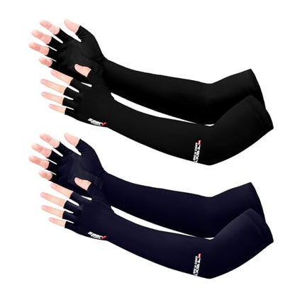 UV Protection Gloves - Non Slip Sunblock Gloves for Summer Outdoor Fishing & Driving - color: Black Blue