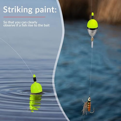 THKFISH Wood Slip Bobber for Fishing with Brass Weighted Crappie Floats - color: A Style-Green, size: 2.5in * 5pcs