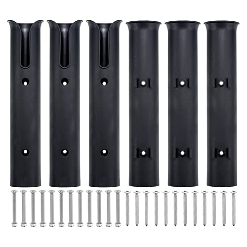 PATIKIL Fishing Pole Holder for Boat, 6 Pack Plastic Boat Pole Bracket Fishing Tube Rod Holder Racks Side/Wall Mounted with Screws for Boat Kayak Truck, Black
