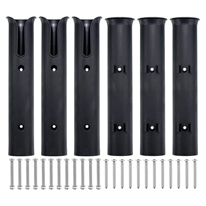 PATIKIL Fishing Pole Holder for Boat, 6 Pack Plastic Boat Pole Bracket Fishing Tube Rod Holder Racks Side/Wall Mounted with Screws for Boat Kayak Truck, Black