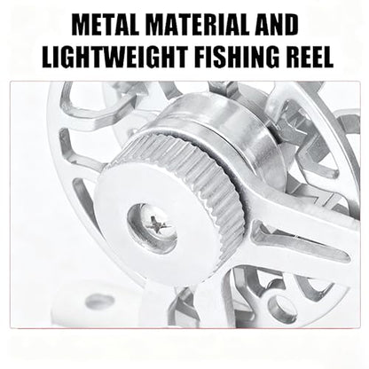Winter Fishing Reel All Metal 1.76oz(50g) Lightweight 2.1inch(53mm) Upgrade Base Right Hand Mini Fly Wheel for Trout Pike Ice Fishing Tackle - color: Sliver