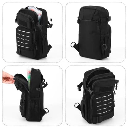 134 Pcs Black Sling Backpack Fishing Kit - All-in-one Tackle Set, Lures, Pliers, Lip Gripper, Scale Fishing Gear and Equipment for Men Adults