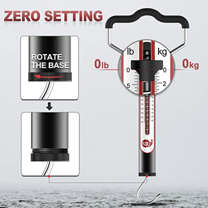 SNAIL TRAIL 20 LB / 50 LB Aluminum Tube Spring Fish Scale with Peak Weight Marker & Zero Reset, Mechanical Fishing Weighing Gauge with Hook, Non-Digital Hand Held Pull Weigher, Hanging Drag Scale - color: 50lbs