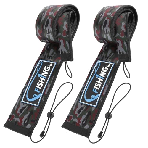 2Pcs Neoprene Fishing Rod Sleeve for Casting, Trolling, Spinning Rods – Lightproof & Puncture Resistant Rod Cover - color: Green Camo, size: 58" - 2Pcs