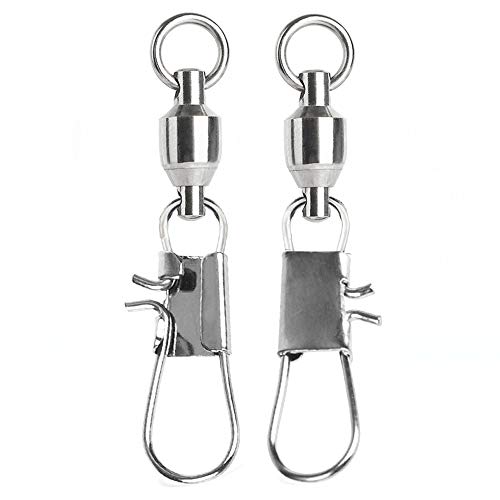 AMYSPORTS Stainless Steel Fishing Swivel Snap Ball Bearing Snap Swivels Fishing High Strength Saltwater Swivels Snaps Interlock Fishing Tackle Swivel Fishing Line Connector - size: size3 (37.9lb) 25 pcs